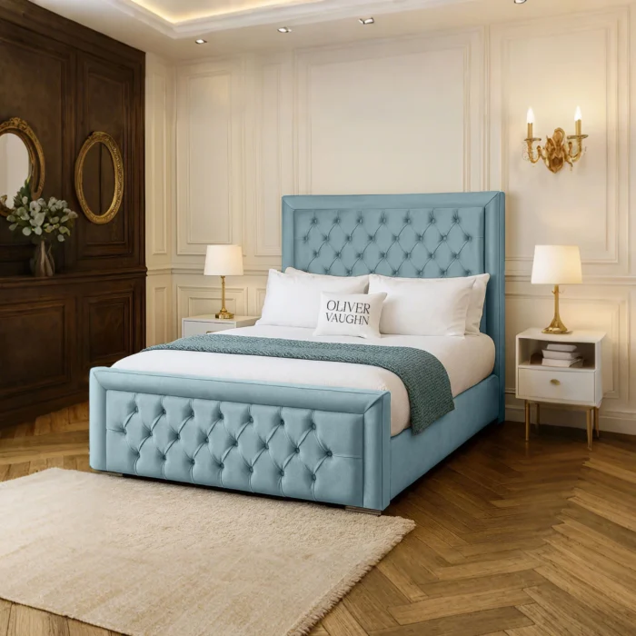 Hilton Chesterfield Bed - Sky - Image 2