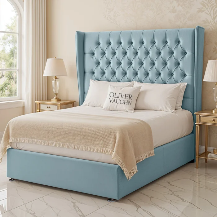 Wing Chesterfield Divan Bed - Sky - Image 2