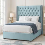 Luxury Wing Chesterfield Divan Bed - Sky - Image 2