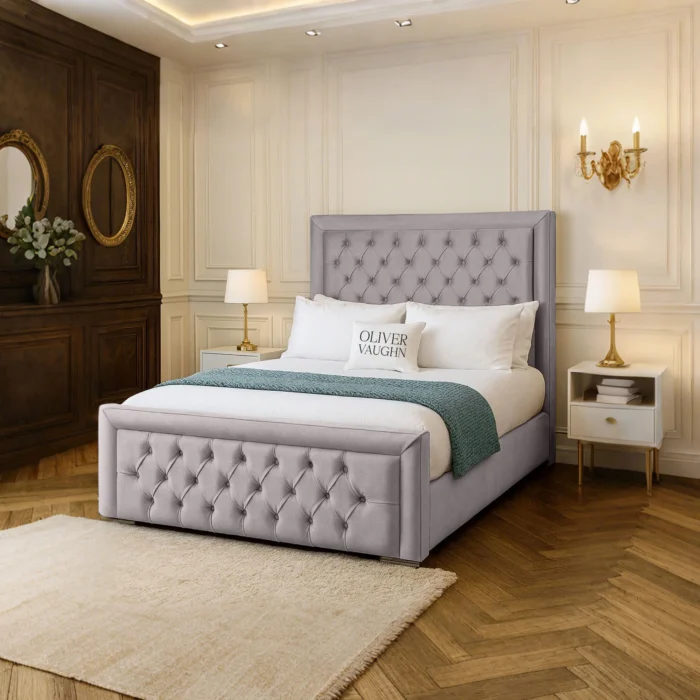 Hilton Chesterfield Bed - Silver - Image 2