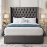 Luxury Wing Chesterfield Divan Bed - Steel