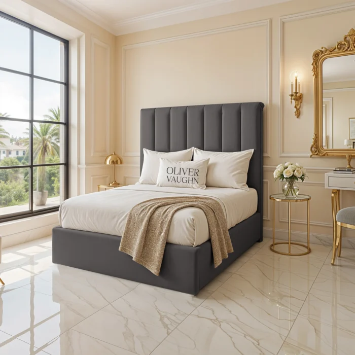 Panel Upholstered Bed - Steel - Image 2