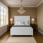 Sofia Chrome Bed - White