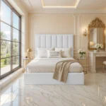 Panel Upholstered Bed - White