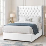 Luxury Wing Chesterfield Divan Bed - White - Image 2