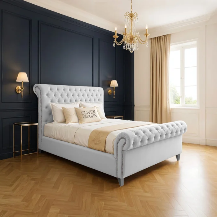 Luxury Sleigh Bed - White - Image 2