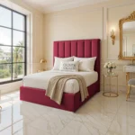Panel Upholstered Bed - Maroon - Image 2